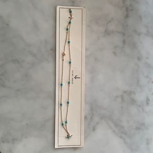 14k gold necklace with turquoise balls, 16" chain